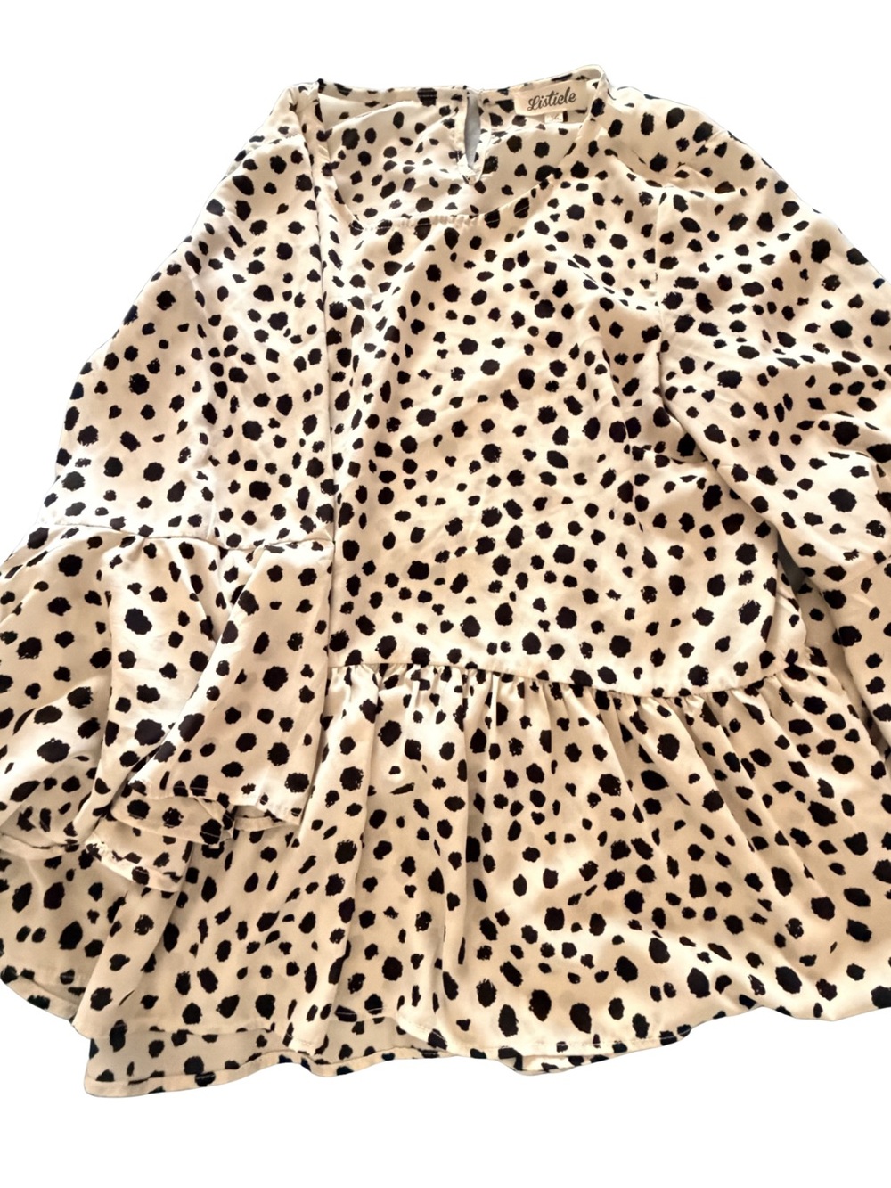 Listicle Cream Blouse with Black Spot Print